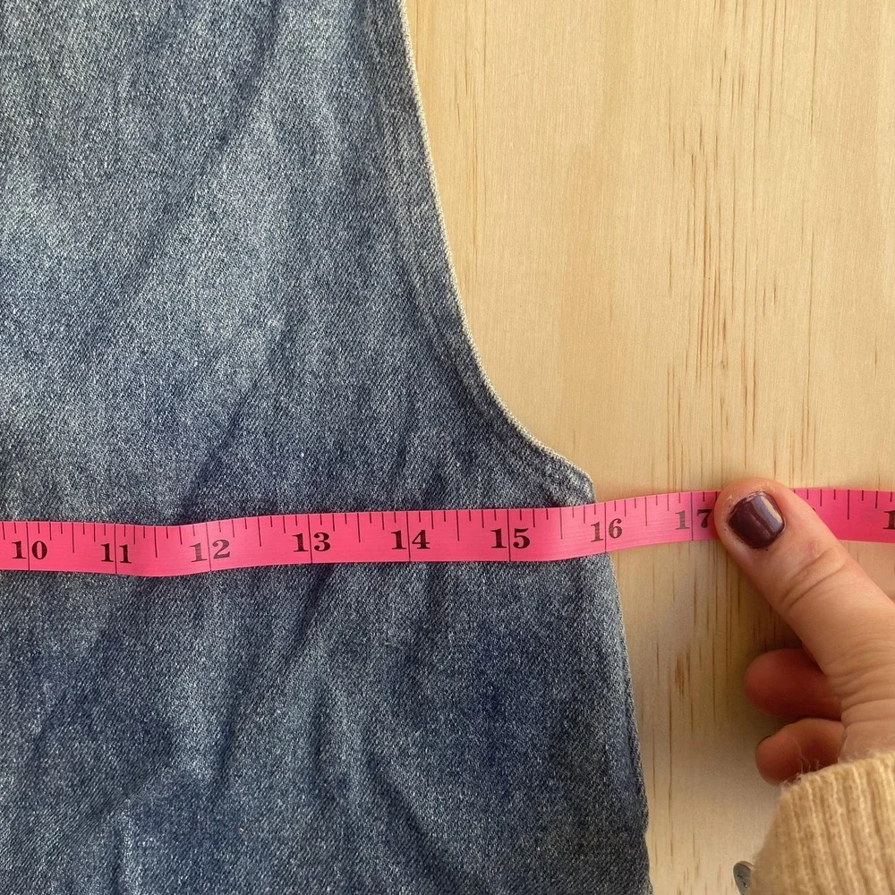 Calvin Klein Jeans Overall Dress Girls M 10-12 Blue Denim Button Front Pockets‎